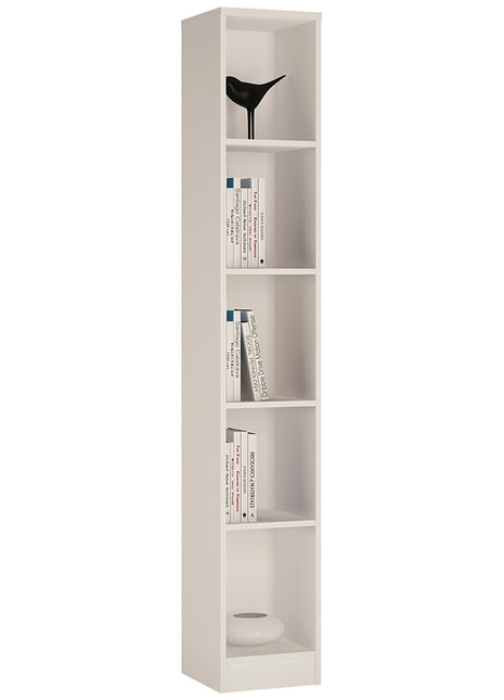 4 You Tall Narrow Bookcase in Pearl White