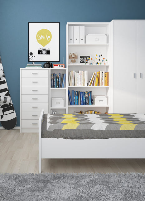 4 You Tall Narrow Bookcase in Pearl White