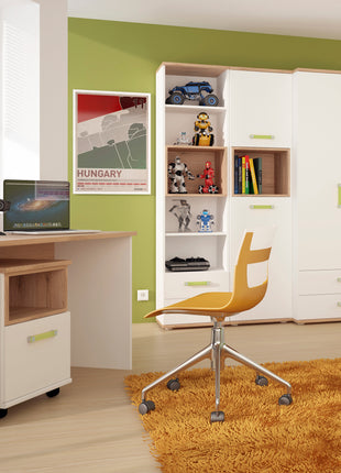 4KIDS Tall 2 Drawer Bookcase with Lemon Handles
