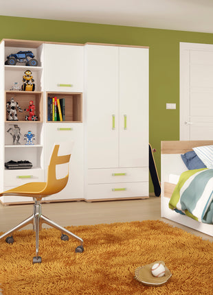 4KIDS Tall 2 Drawer Bookcase with Lemon Handles