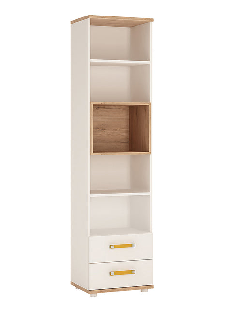 4KIDS Tall 2 Drawer Bookcase with Orange Handles