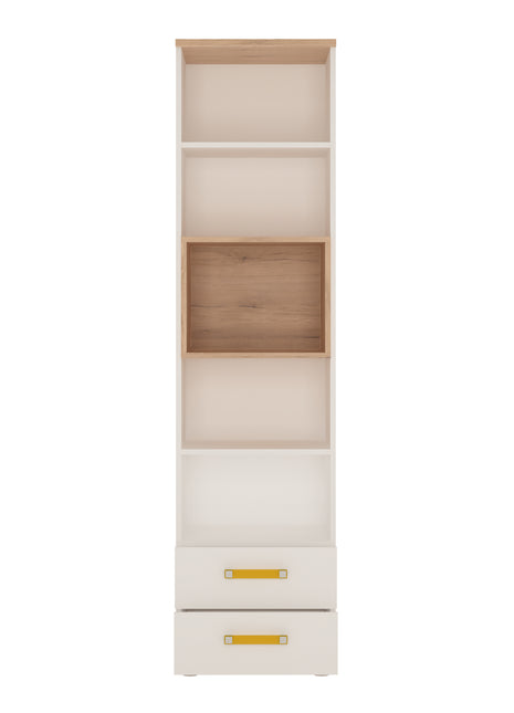 4KIDS Tall 2 Drawer Bookcase with Orange Handles