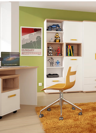 4KIDS Tall 2 Drawer Bookcase with Orange Handles