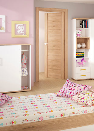 4KIDS Tall 2 Drawer Bookcase with Orange Handles