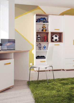 4KIDS Tall 2 Drawer Bookcase with Orange Handles