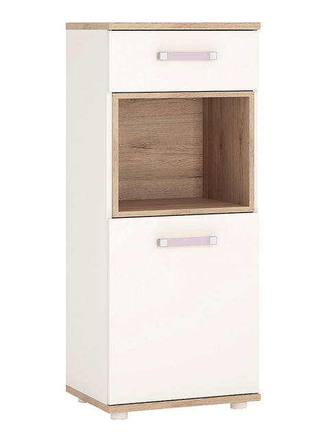 4KIDS 1 Door 1 Drawer Narrow Cabinet with Lilac Handles