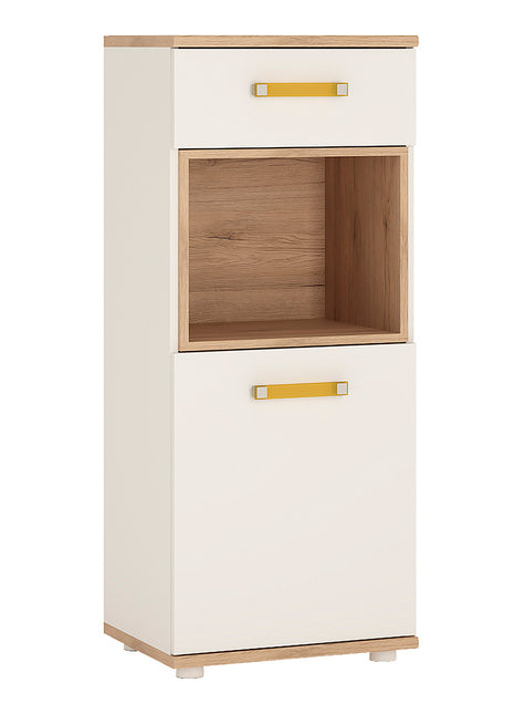 4KIDS 1 Door 1 Drawer Narrow Cabinet with Orange Handles