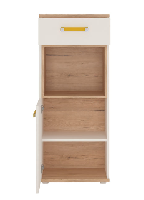 4KIDS 1 Door 1 Drawer Narrow Cabinet with Orange Handles