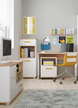 4KIDS 1 Door 1 Drawer Narrow Cabinet with Orange Handles