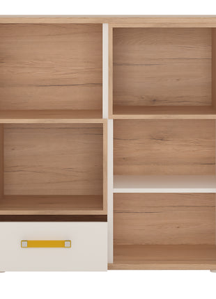 4KIDS 2 Door 1 Drawer Cupboard with 2 Open Shelves with Orange Handles