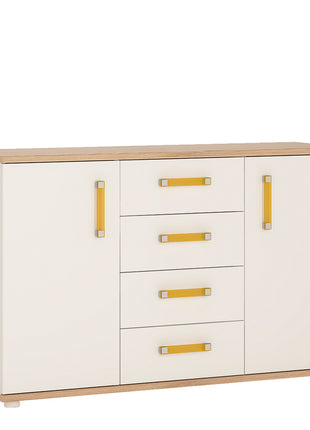4KIDS 2 Door 4 Drawer Sideboard with Orange Handles