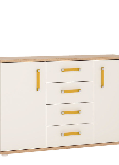 4KIDS 2 Door 4 Drawer Sideboard with Orange Handles