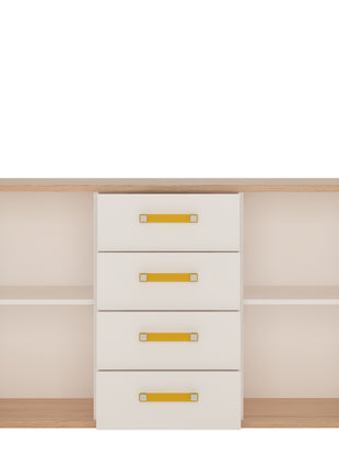 4KIDS 2 Door 4 Drawer Sideboard with Orange Handles