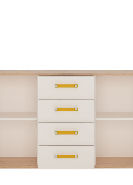 4KIDS 2 Door 4 Drawer Sideboard with Orange Handles