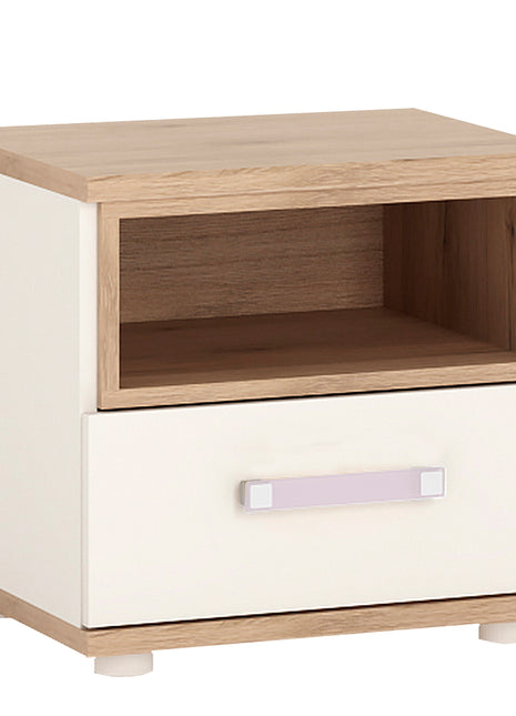 4KIDS 1 Drawer Bedside Cabinet with Lilac Handles