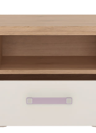 4KIDS 1 Drawer Bedside Cabinet with Lilac Handles