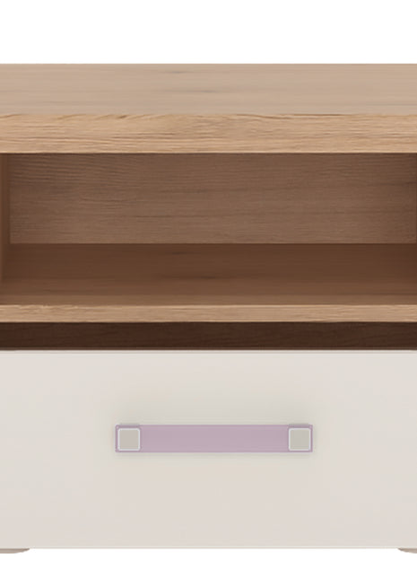 4KIDS 1 Drawer Bedside Cabinet with Lilac Handles