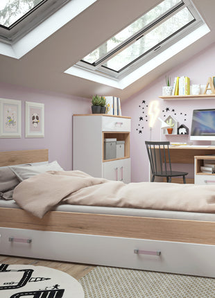 4KIDS 1 Drawer Bedside Cabinet with Lilac Handles