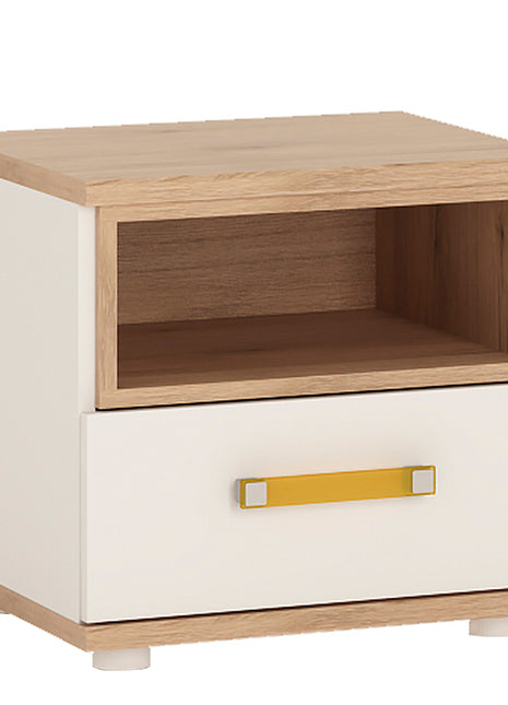 4KIDS 1 Drawer Bedside Cabinet with Orange Handles