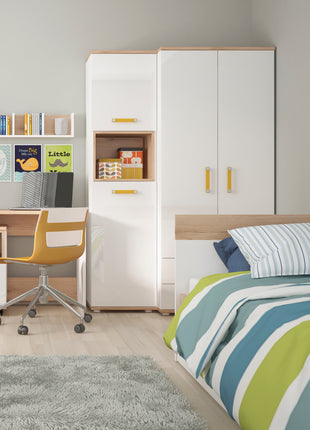4KIDS 1 Drawer Bedside Cabinet with Orange Handles