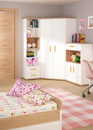 4KIDS 1 Drawer Bedside Cabinet with Orange Handles