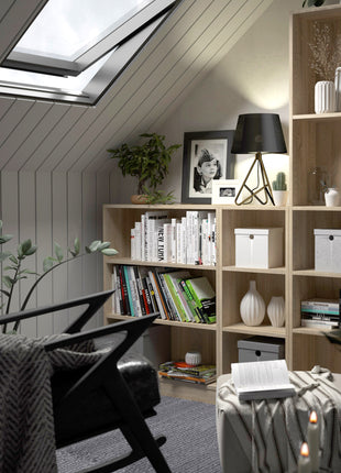 Basic Low Narrow Bookcase (2 Shelves) in Oak