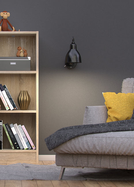 Basic Low Narrow Bookcase (2 Shelves) in Oak