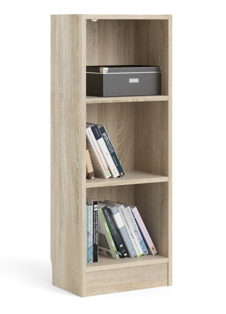 Basic Low Narrow Bookcase (2 Shelves) in Oak