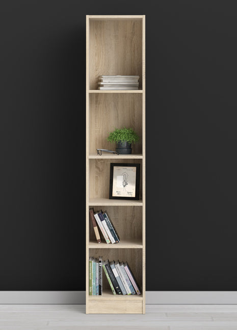 Basic Tall Narrow Bookcase (4 Shelves) in Oak
