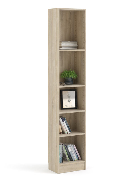 Basic Tall Narrow Bookcase (4 Shelves) in Oak