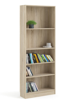 Basic Tall Wide Bookcase (4 Shelves) in Oak