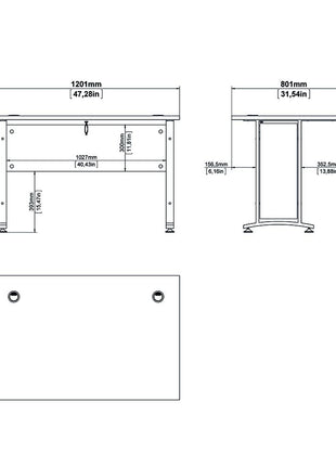 Prima Desk 120 cm in Oak with White legs