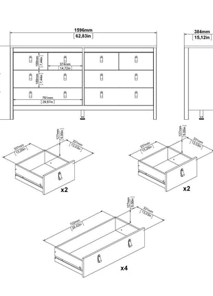 Madrid Double Dresser 4+4 Drawers in Cashmere
