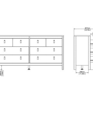 Madrid Double Dresser 4+4 Drawers in Cashmere