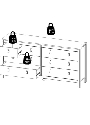 Madrid Double Dresser 4+4 Drawers in Cashmere