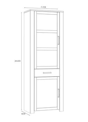 Bohol 2 Door 1 Drawer Narrow Display Cabinet Inkl. 2 x Lighting in Riviera Oak/White