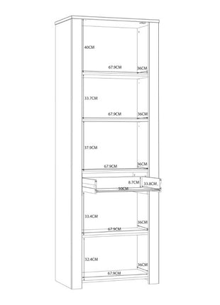 Bohol 2 Door 1 Drawer Narrow Display Cabinet Inkl. 2 x Lighting in Riviera Oak/White