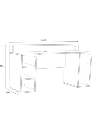 Tezaur Black Gaming Desk with White Trim and Colour Changing LED