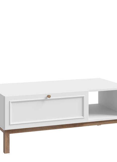 Wensley 1 Drawer Coffee Table in Light Grey and Oak
