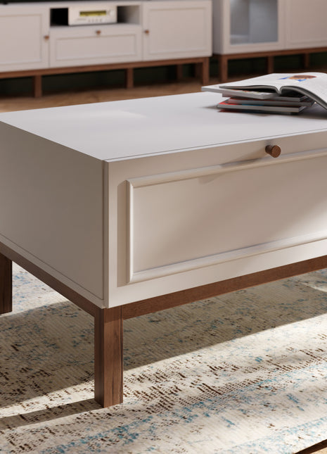 Wensley 1 Drawer Coffee Table in Light Grey and Oak