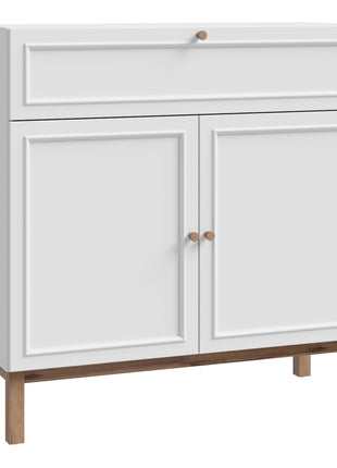 Wensley 2 Door 1 Drawer Console in Light Grey and Oak