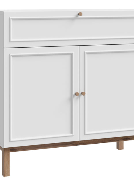 Wensley 2 Door 1 Drawer Console in Light Grey and Oak