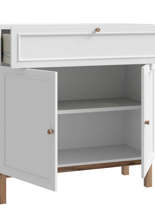 Wensley 2 Door 1 Drawer Console in Light Grey and Oak