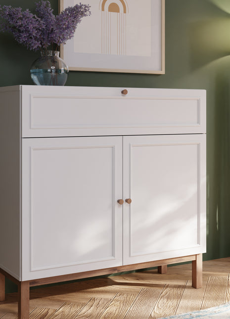 Wensley 2 Door 1 Drawer Console in Light Grey and Oak