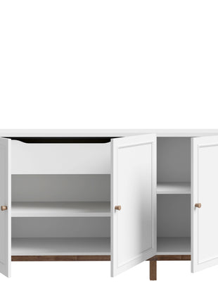 Wensley 3 Door 1 Drawer Sideboard in Light Grey and Oak