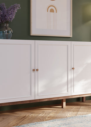 Wensley 3 Door 1 Drawer Sideboard in Light Grey and Oak