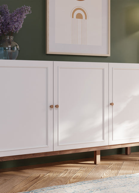 Wensley 3 Door 1 Drawer Sideboard in Light Grey and Oak
