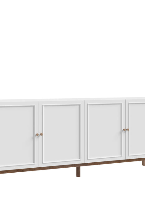 Wensley 4 Door 1 Drawer Sideboard in Light Grey and Oak