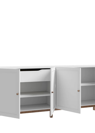 Wensley 4 Door 1 Drawer Sideboard in Light Grey and Oak