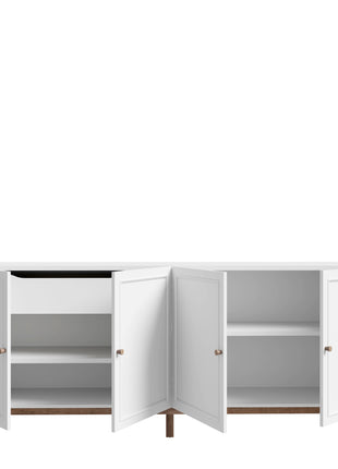 Wensley 4 Door 1 Drawer Sideboard in Light Grey and Oak